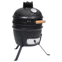 Churrasqueira/defumador Kamado 2-em-1 cerâmica 56 cm preto