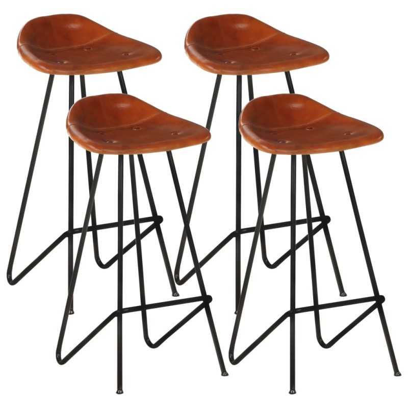 Bancos de bar 4 pcs couro genuíno castanho-Bancos de bar-Home Retail