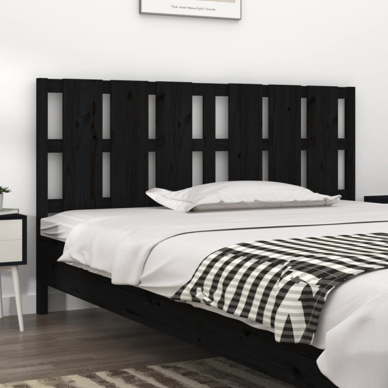 Cabeceira de cama 185,5x4x100 cm pinho maciço preto-Cabeceiras e estribos de camas-Home Retail