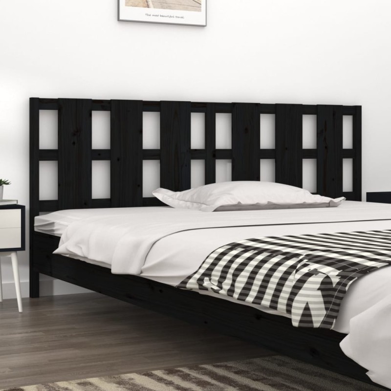 Cabeceira de cama 205,5x4x100 cm pinho maciço preto-Cabeceiras e estribos de camas-Home Retail