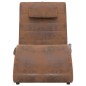 Chaise longue massagem c/ almofada camurça artificial castanho