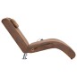 Chaise longue massagem c/ almofada camurça artificial castanho