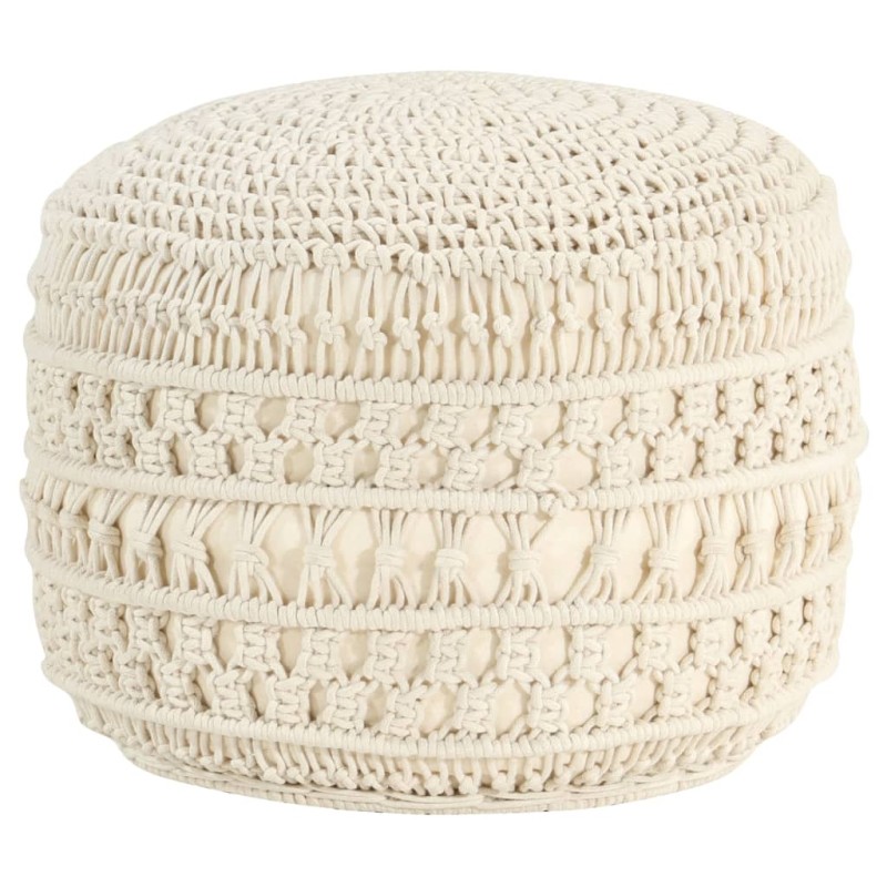 Pufe artesanal macramé 45x30 cm algodão-Pufes-Home Retail