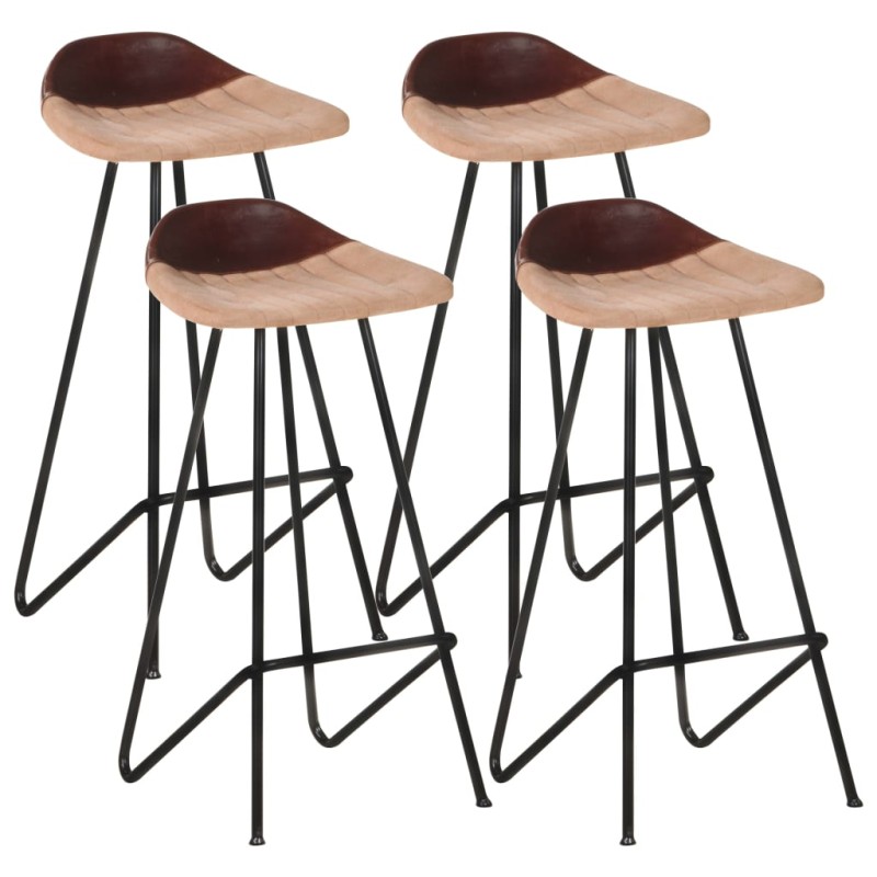 Bancos de bar 4 pcs couro genuíno castanho-Bancos de bar-Home Retail