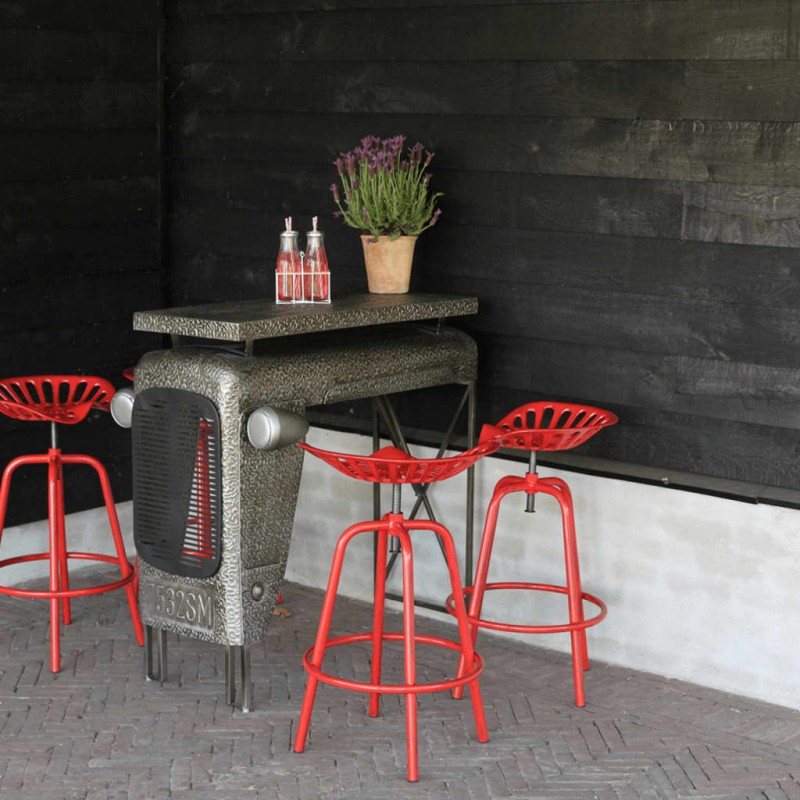 Esschert Design Cadeira de bar industrial vermelho-Bancos de bar-Home Retail