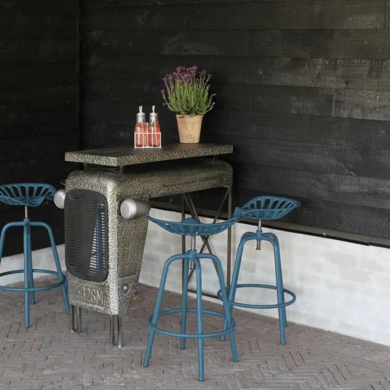 Esschert Design Cadeira de bar industrial azul-Bancos de bar-Home Retail