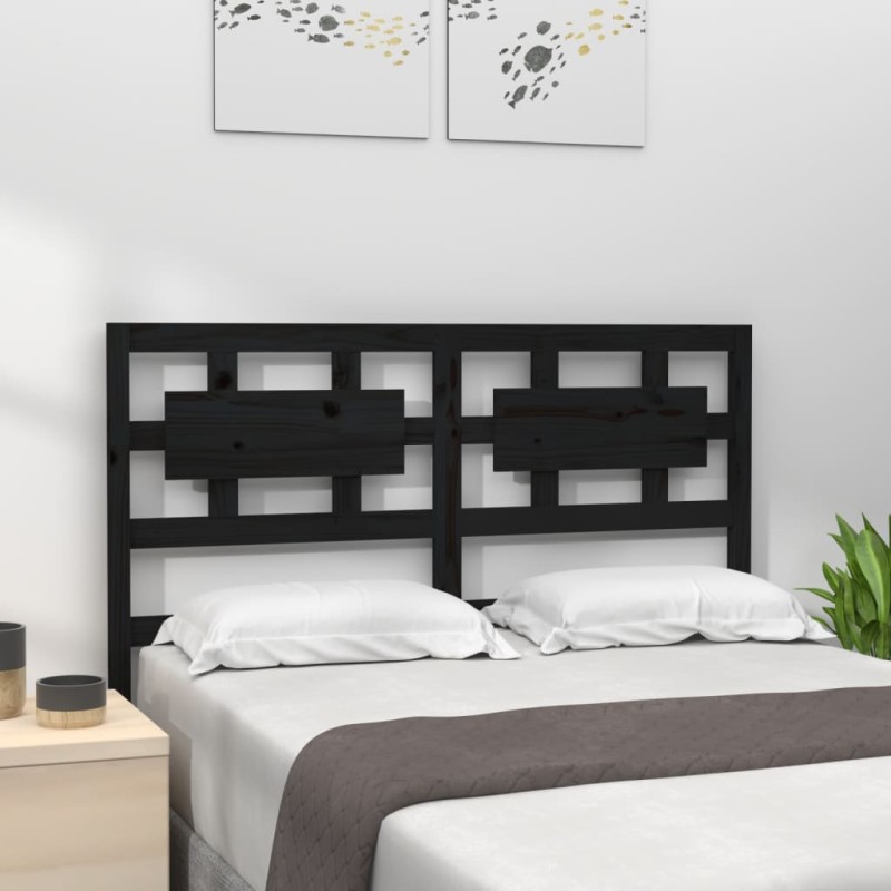 Cabeceira de cama 165,5x4x100 cm pinho maciço preto-Cabeceiras e estribos de camas-Home Retail