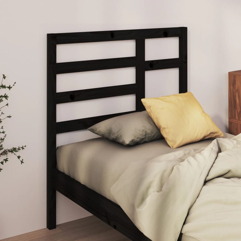 Cabeceira de cama 96x4x104 cm pinho maciço preto-Cabeceiras e estribos de camas-Home Retail