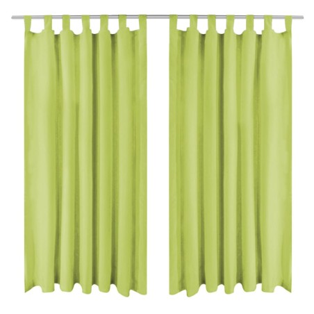 Cortinas de cetim com presilhas 2 pcs 140x175 cm verde