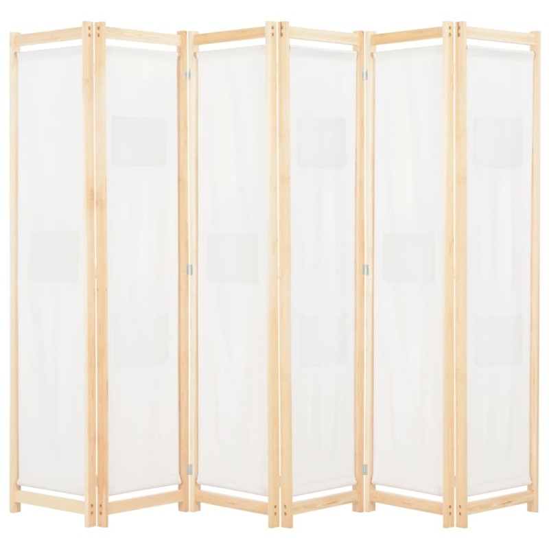 Divisória de quarto com 6 painéis 240x170x4 cm tecido cor creme-Biombos-Home Retail