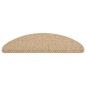 Tapetes escada adesivos aspeto sisal 15pcs 65x21x4cm cor areia