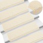 Tapetes escada adesivos aspeto sisal 15 pcs 65x21x4 cm creme