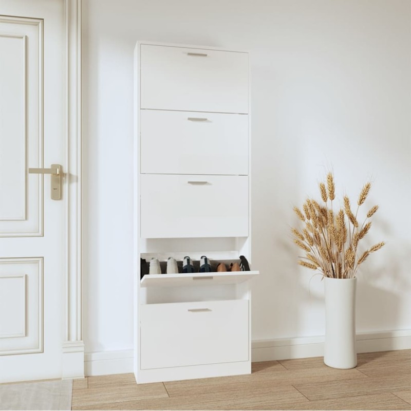 Sapateira 59x17x169 cm derivados de madeira branco brilhante-Sapateiras e organizadores-Home Retail