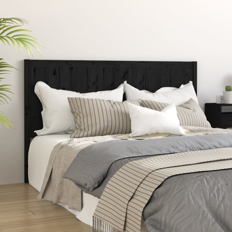 Cabeceira de cama 145,5x4x100 cm pinho maciço preto-Cabeceiras e estribos de camas-Home Retail