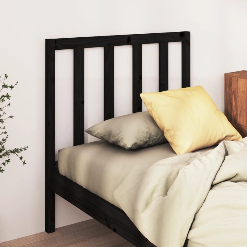 Cabeceira de cama 96x4x100 cm pinho maciço preto-Cabeceiras e estribos de camas-Home Retail