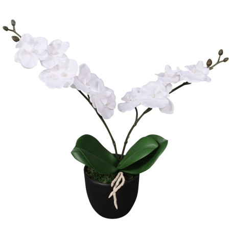 Planta orquídea artificial com vaso 30 cm branco