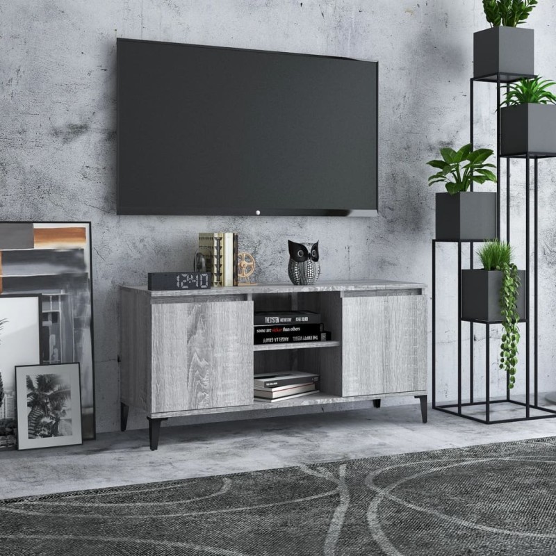 Móvel de TV com pernas em metal 103,5x35x50 cm sonoma cinzento-Móveis de TV-Home Retail