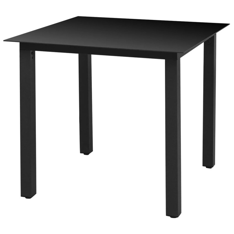 Mesa de jardim em alumínio e vidro 80x80x74 cm preto-Mesas de jardim-Home Retail