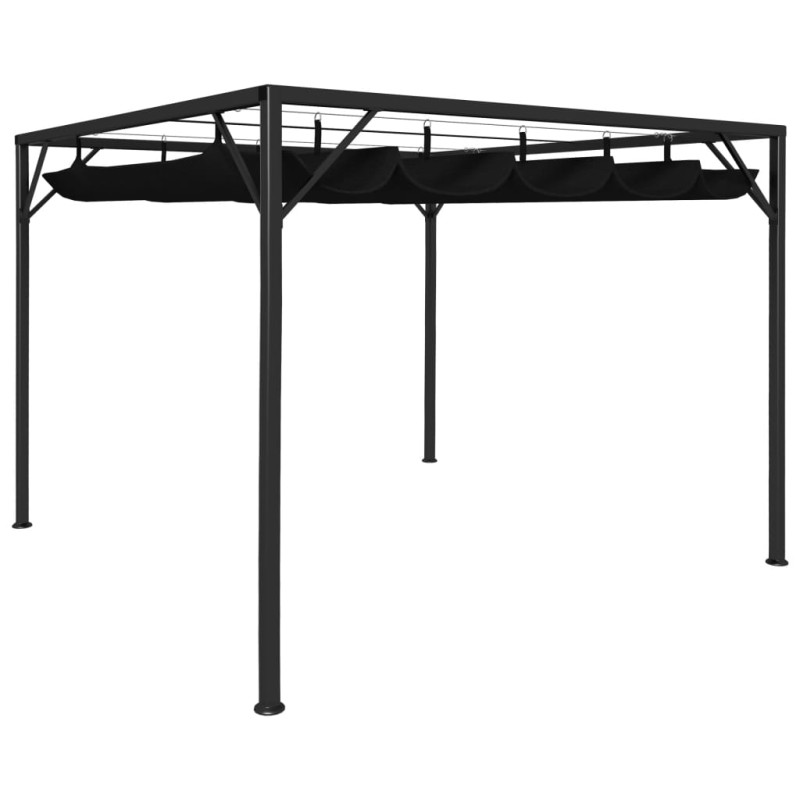 Gazebo de jardim com toldo retrátil 3x3 m antracite-Toldos e gazebos-Home Retail