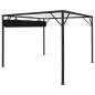 Gazebo de jardim com toldo retrátil 3x3 m antracite