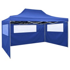 Tenda dobrável profissional festas 3 paredes 3x4 m aço azul