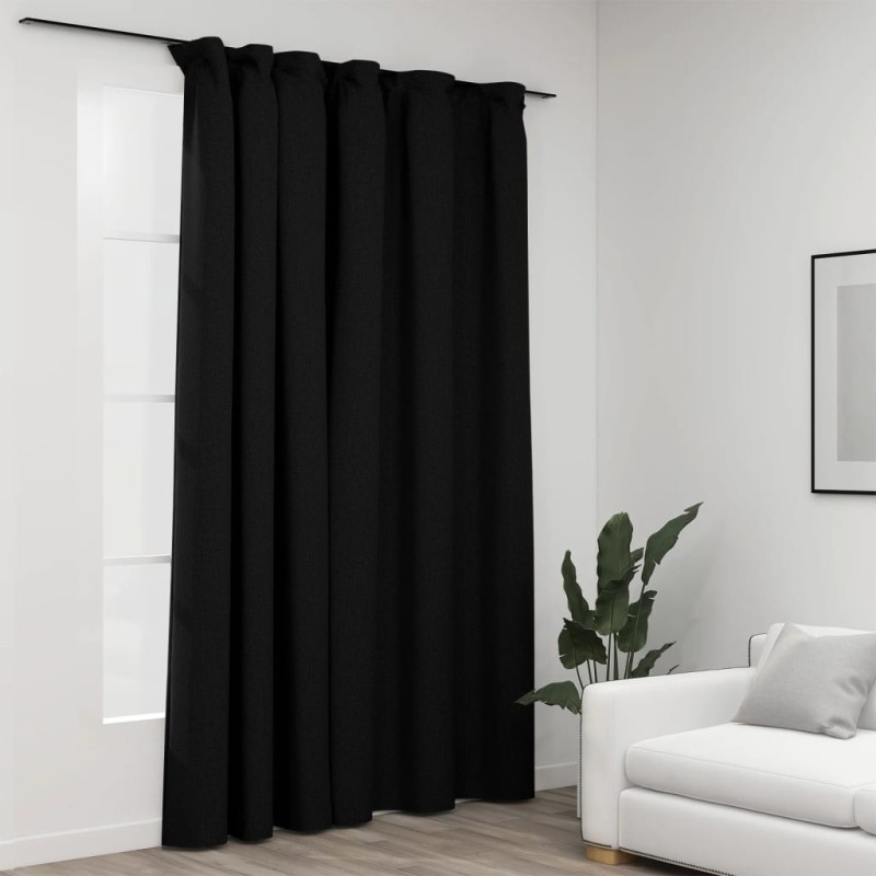 Cortinas opacas aspeto linho com ganchos 290x245 cm antracite-Persianas e cortinas-Home Retail