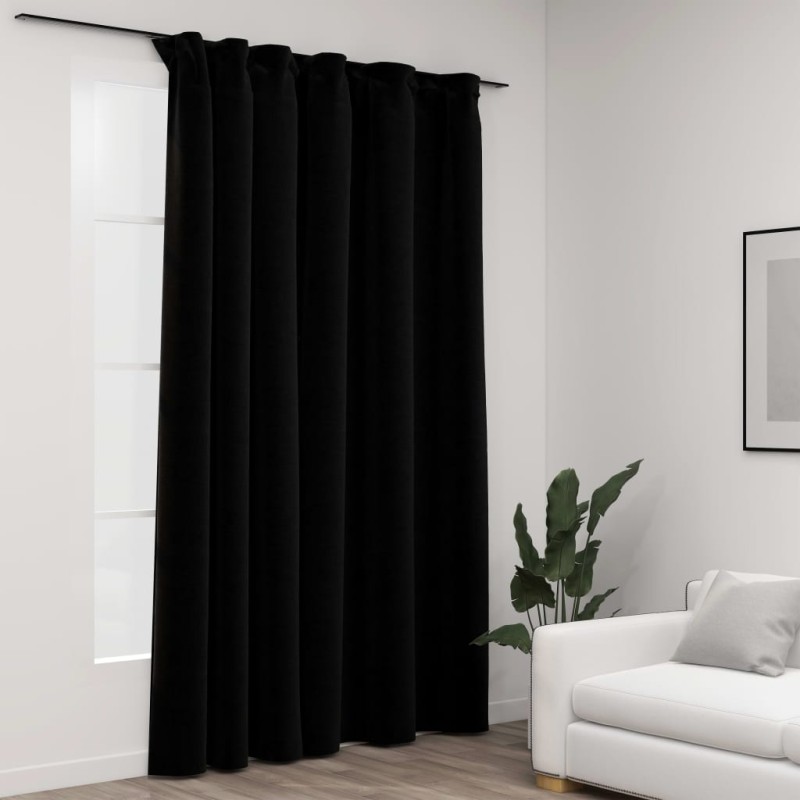 Cortinas opacas aspeto linho com ganchos 290x245 cm preto-Persianas e cortinas-Home Retail