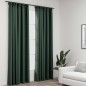 Cortinas opacas aspeto linho c/ ganchos 2 pcs 140x245 cm verde