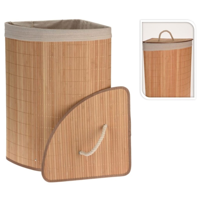 Bathroom Solutions Cesto de canto para roupa suja bambu-Cestos para lavandaria-Home Retail