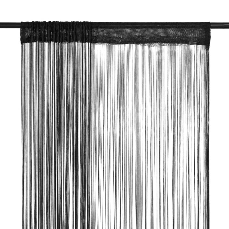 Cortinas de fios 2 pcs 100x250 cm preto-Persianas e cortinas-Home Retail