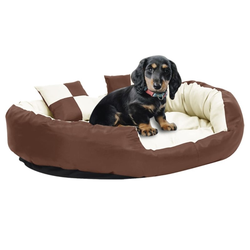 Almofadão p/ cães reversível lavável 110x80x23cm castanho/creme-Ninhos para cães-Home Retail