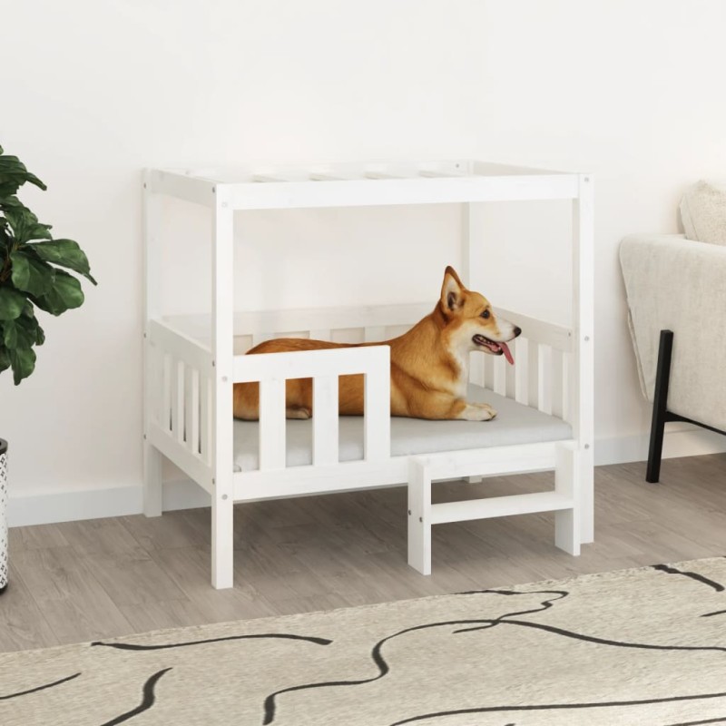 Cama para cães 95,5x73,5x90 cm madeira de pinho maciça branco-Ninhos para cães-Home Retail