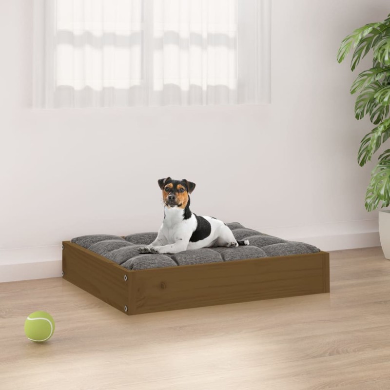 Cama para cães 51,5x44x9 cm madeira de pinho castanho mel-Ninhos para cães-Home Retail