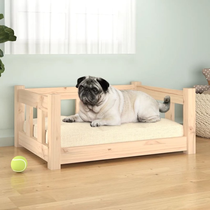 Cama para cães 65,5x50,5x28 cm madeira de pinho maciça-Ninhos para cães-Home Retail