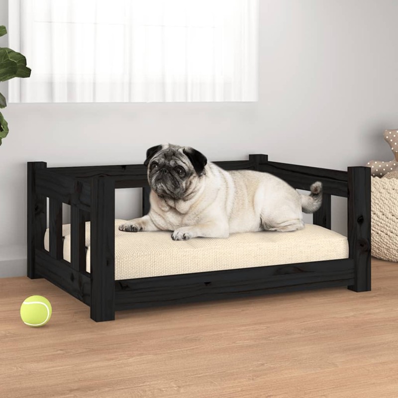 Cama para cães 65,5x50,5x28 cm madeira de pinho preto-Ninhos para cães-Home Retail