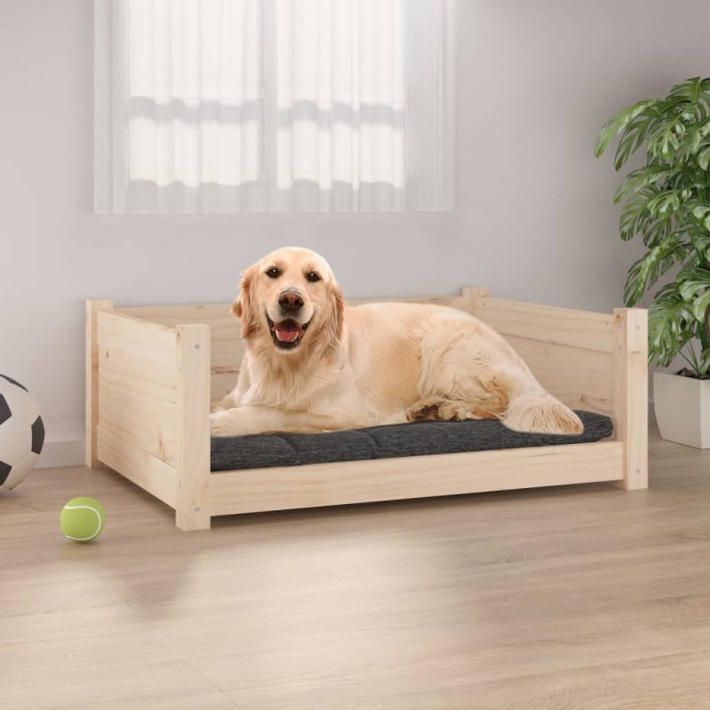 Cama para cães 75,5x55,5x28 cm madeira de pinho maciça-Ninhos para cães-Home Retail