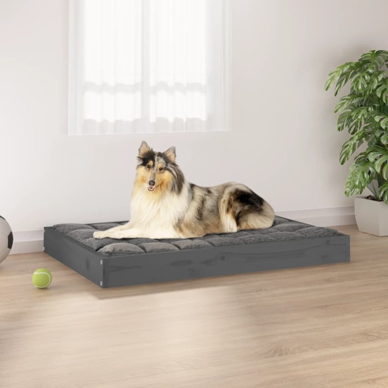 Cama para cães 91,5x64x9 cm madeira de pinho maciça cinza-Ninhos para cães-Home Retail