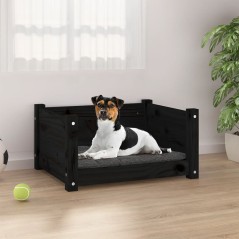 Cama para cães 55,5x45,5x28 cm madeira de pinho maciça preto