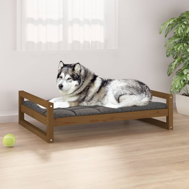 Cama p/ cães 105,5x75,5x28 cm madeira pinho maciça castanho mel-Ninhos para cães-Home Retail