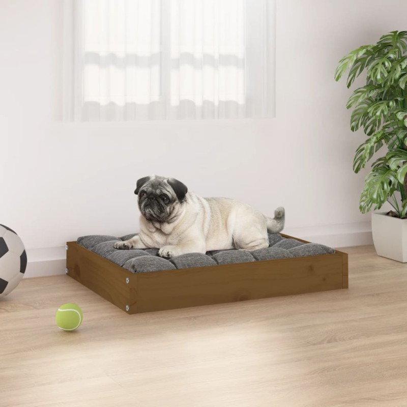 Cama para cães 61,5x49x9 cm pinho maciço castanho mel-Ninhos para cães-Home Retail