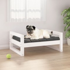 Cama para cães 65,5x50,5x28 cm madeira de pinho maciça branco