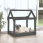 Cama para cães 71x55x70 cm madeira de pinho maciça cinza