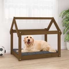 Cama para cães 81x60x70 cm pinho maciço castanho mel