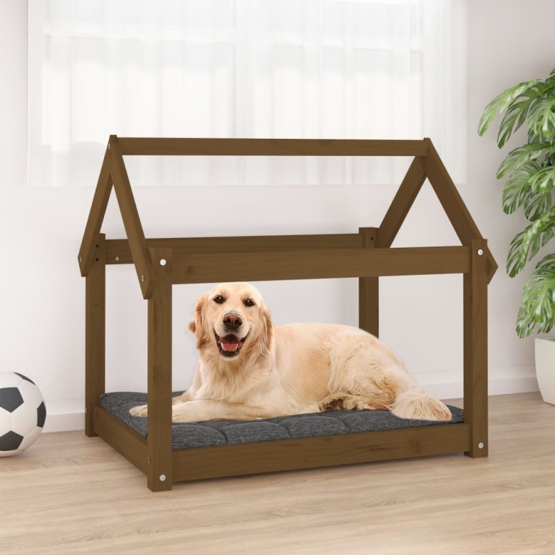 Cama para cães 81x60x70 cm pinho maciço castanho mel-Ninhos para cães-Home Retail