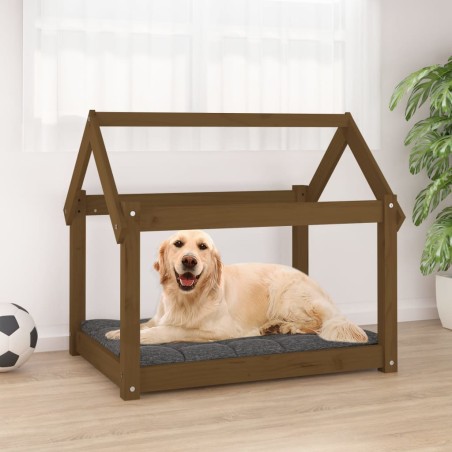 Cama para cães 81x60x70 cm pinho maciço castanho mel