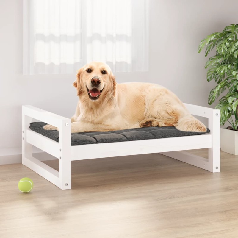 Cama para cães 75,5x55,5x28 cm madeira de pinho maciça branco-Ninhos para cães-Home Retail