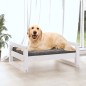 Cama para cães 75,5x55,5x28 cm madeira de pinho maciça branco