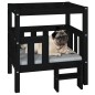 Cama para cães 65,5x43x70 cm madeira de pinho maciça preto