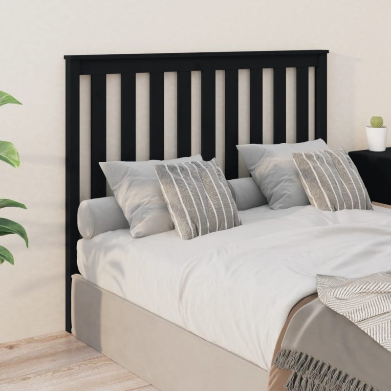 Cabeceira de cama 146x6x101 cm pinho maciço preto,,.,.,m.-Cabeceiras e estribos de camas-Home Retail