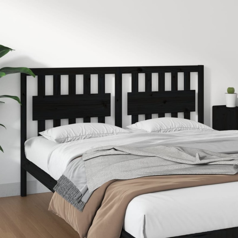 Cabeceira de cama 155,5x4x100 cm pinho maciço preto-Cabeceiras e estribos de camas-Home Retail